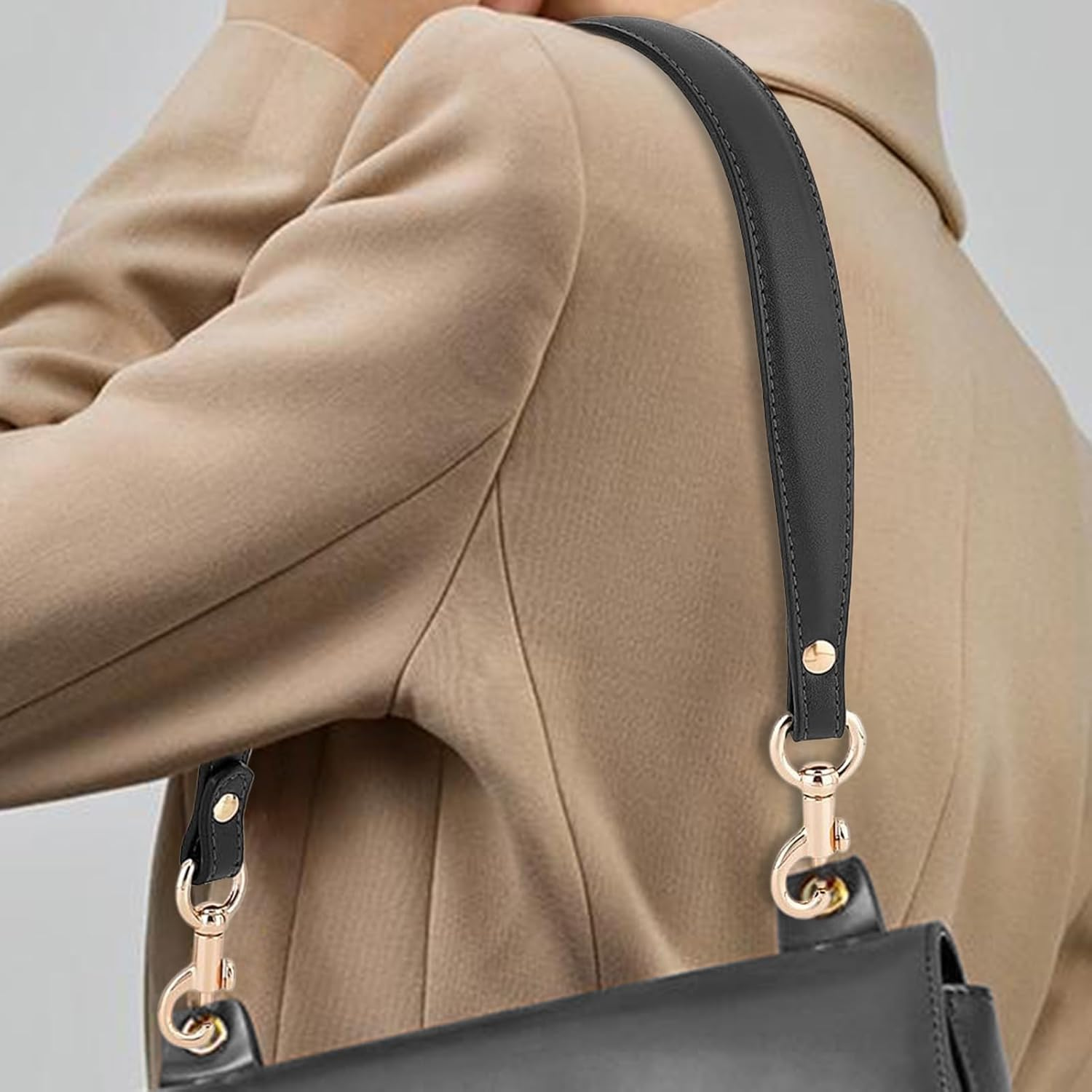 Find It Replacement Leather Made of Leather Shoulder Strap for Shoulder Strap, Pocket Sized | Sturdy Handle for Women, Men, Adults, Mother and Wife, Everyday Practical Life - Light Brown image number 2