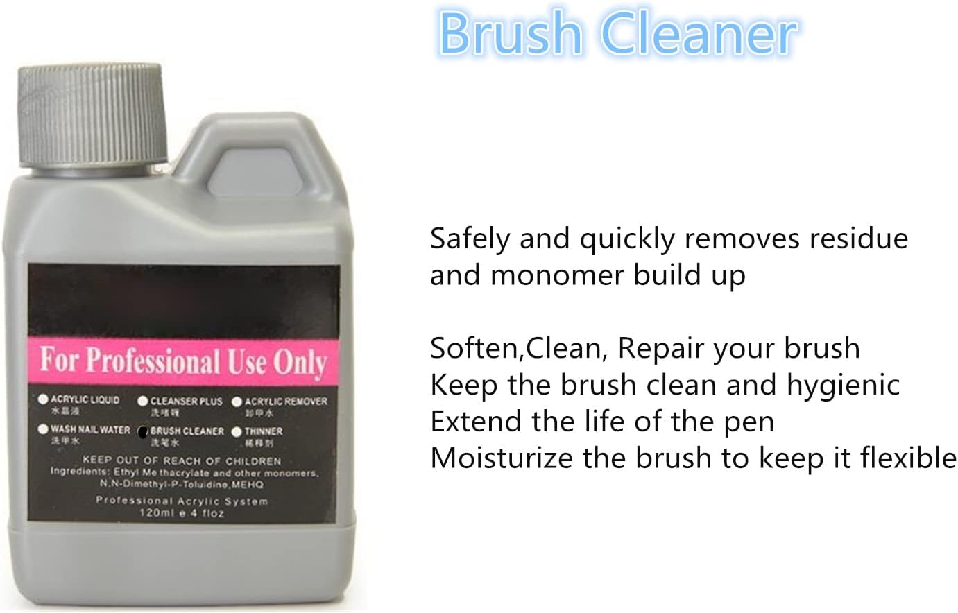 Warm Girl Acrylic Liquid Remover Brush Cleaner for Nail Art Tips Tool Kit image number 2