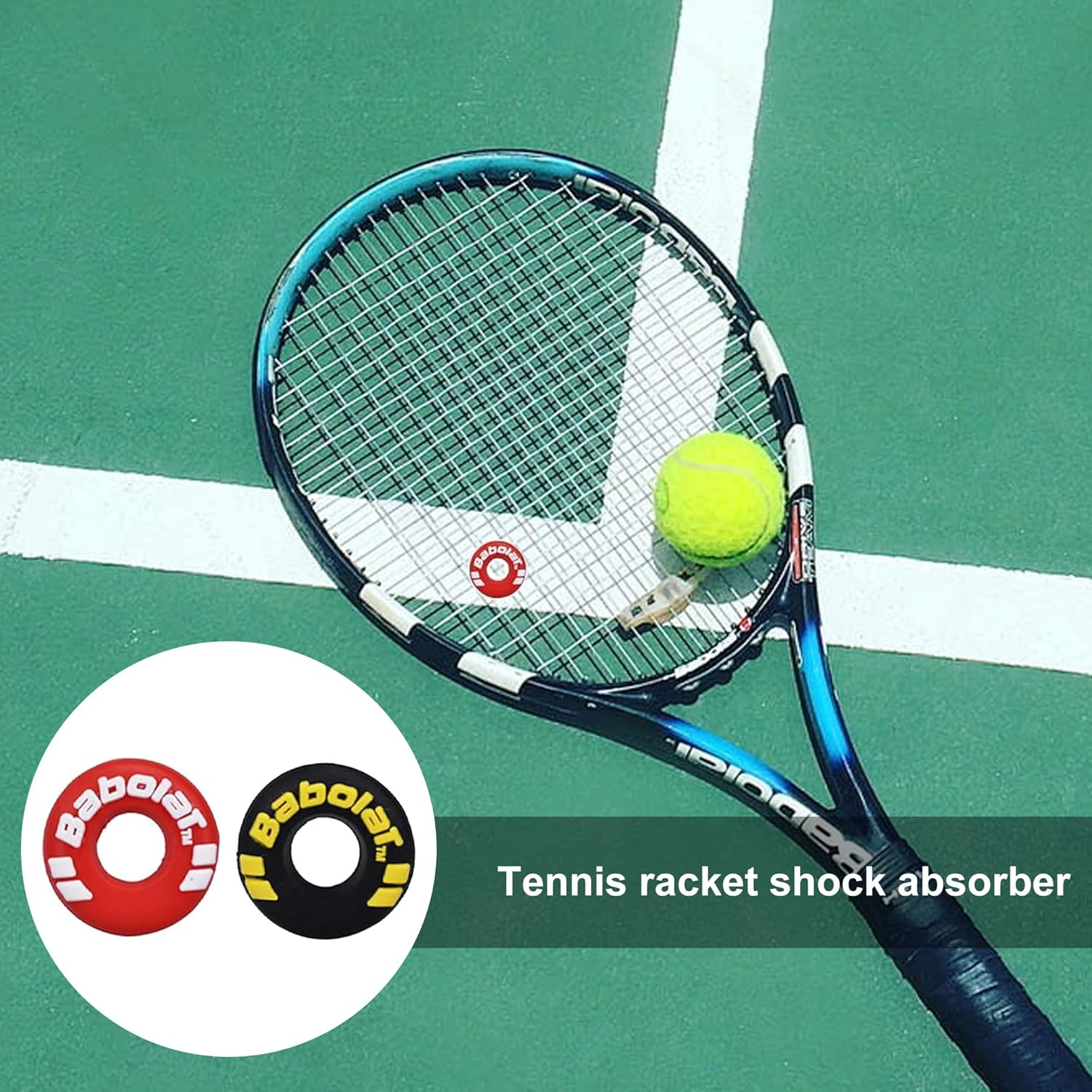 LZGOPE 4PCS Tennis Racket Vibration Dampeners, Tire Shaped Racket Shock Absorbers, Rubber Tennis Racket Shock Absorbers, Shock Absorbing Tennis Racket Shock Absorbers for Tennis Training and Matches image number 2