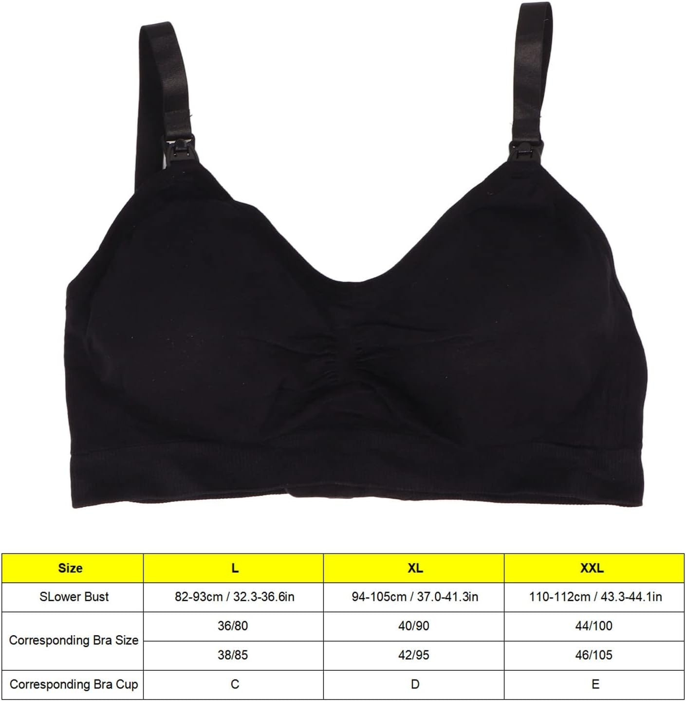 Hands Pumping Bra, Black Hands Pumping Bra Nursing Bra Breastfeeding Bra Comfortable Pump Bra Simple Skin Friendly 3 Breasted for Puerpera for Outdoor (L) image number 4