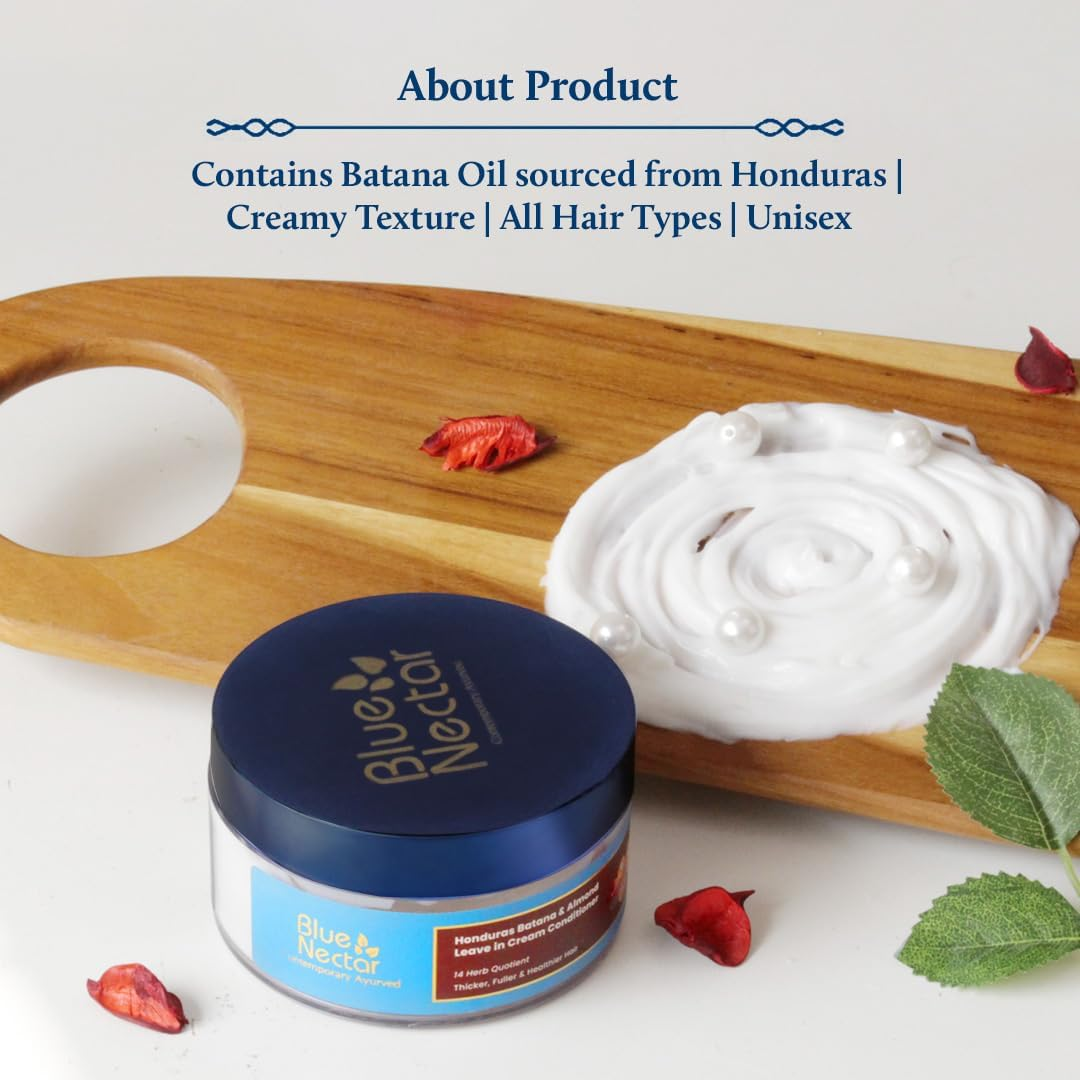 Blue Nectar Batana & Almond Leave-In Conditioner for Soft, Smooth, and Manageable Hair | Detangles & Adds Shine | Nourishing Formula for All Hair Types (14 Herbs, 200Ml) image number 2