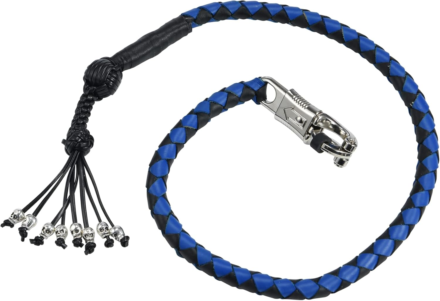 Biker Whip 42" Motorcycle Get Back Whip, Handlebar Accessories for Motorbike, Genuine Leather Whips for Motorcycles