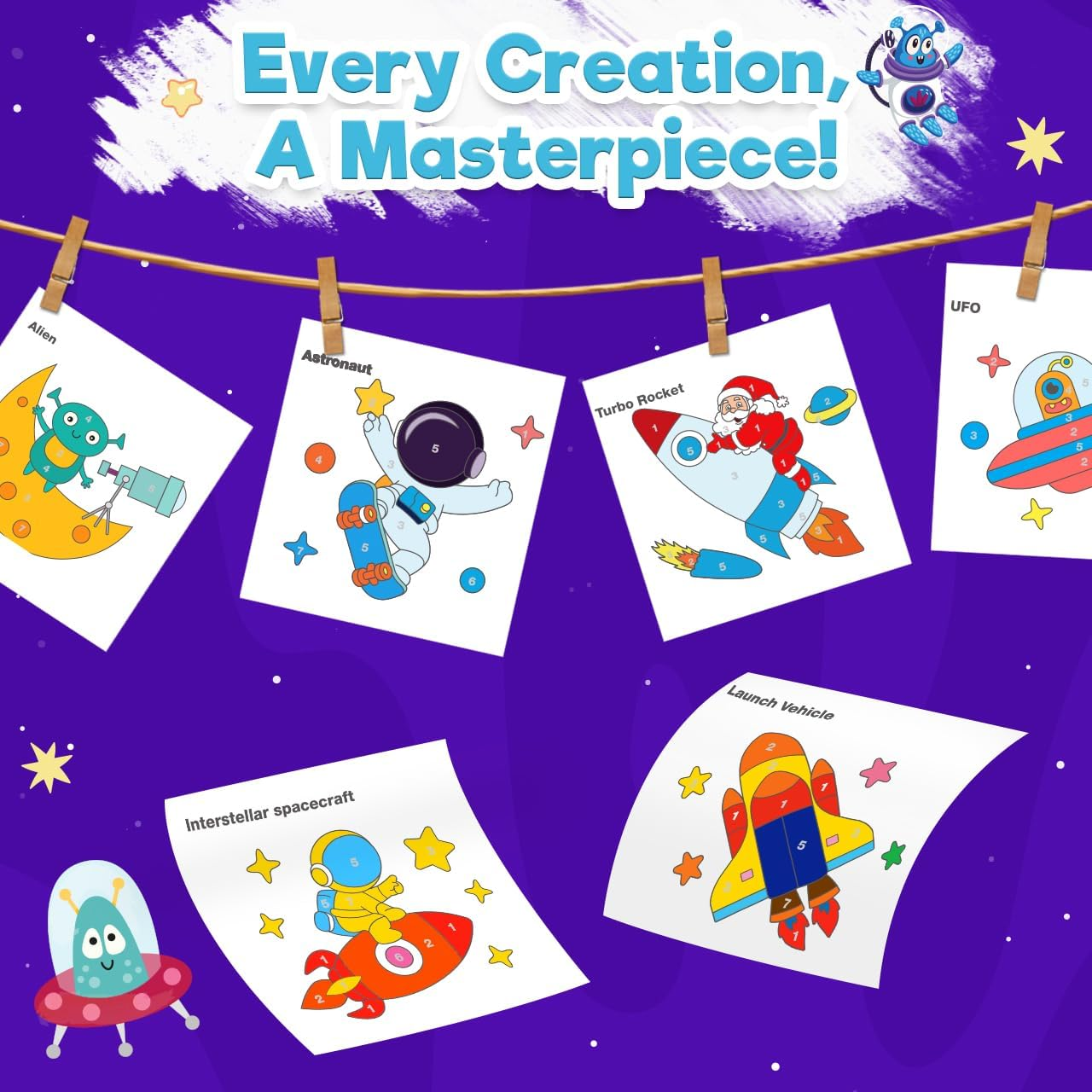 ZMLM Paint with Water Coloring Books for Toddlers - Mess Free Painting Activity for Kids - Arts & Crafts Gift Toy for Boy Girl Ages 4 5 6 7 8 - Birthday Christmas Easter Stocking Stuffers, Space image number 5