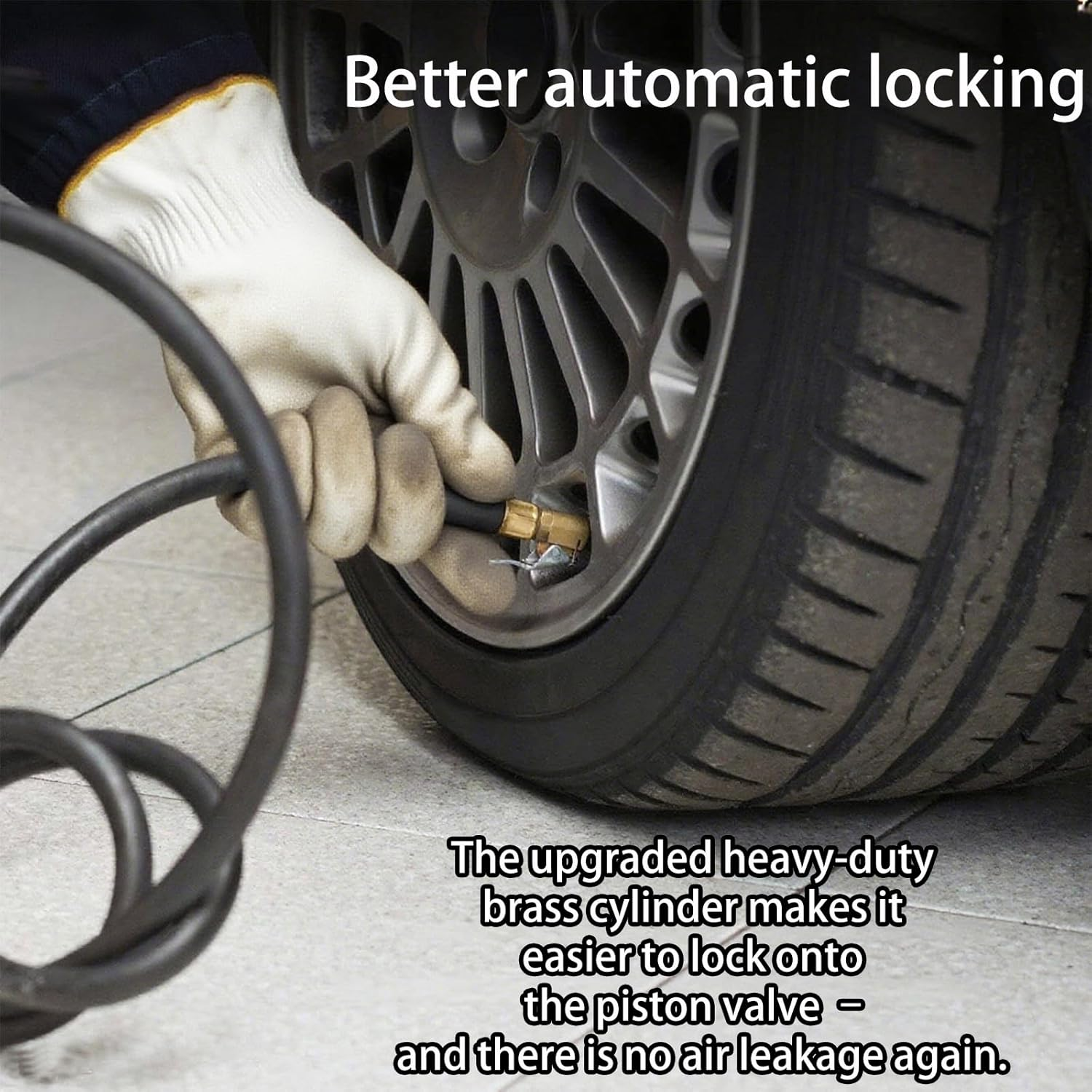 2 Pack Air Chuck, Heavy Duty Closed Flow Lock on Tire Chuck, Premium Brass Air Chucks for Tires with Clip Adapter, 1/4" FNPT Tire Air Chuck for Inflators/Gauges/Compressors image number 2