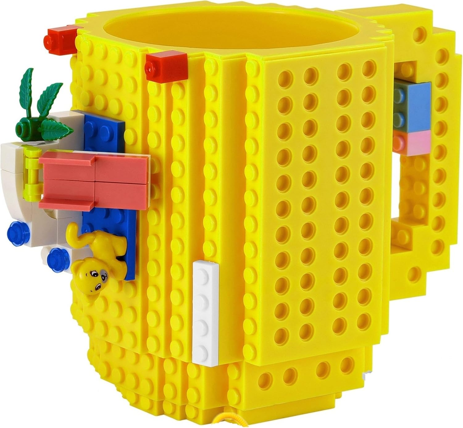 DEEXITO Build-On Brick Coffee Mugs,Creative DIY Cup with Building Blocks Randomly,Novelty Gifts for Kids Adults Birthday Xmas,Green