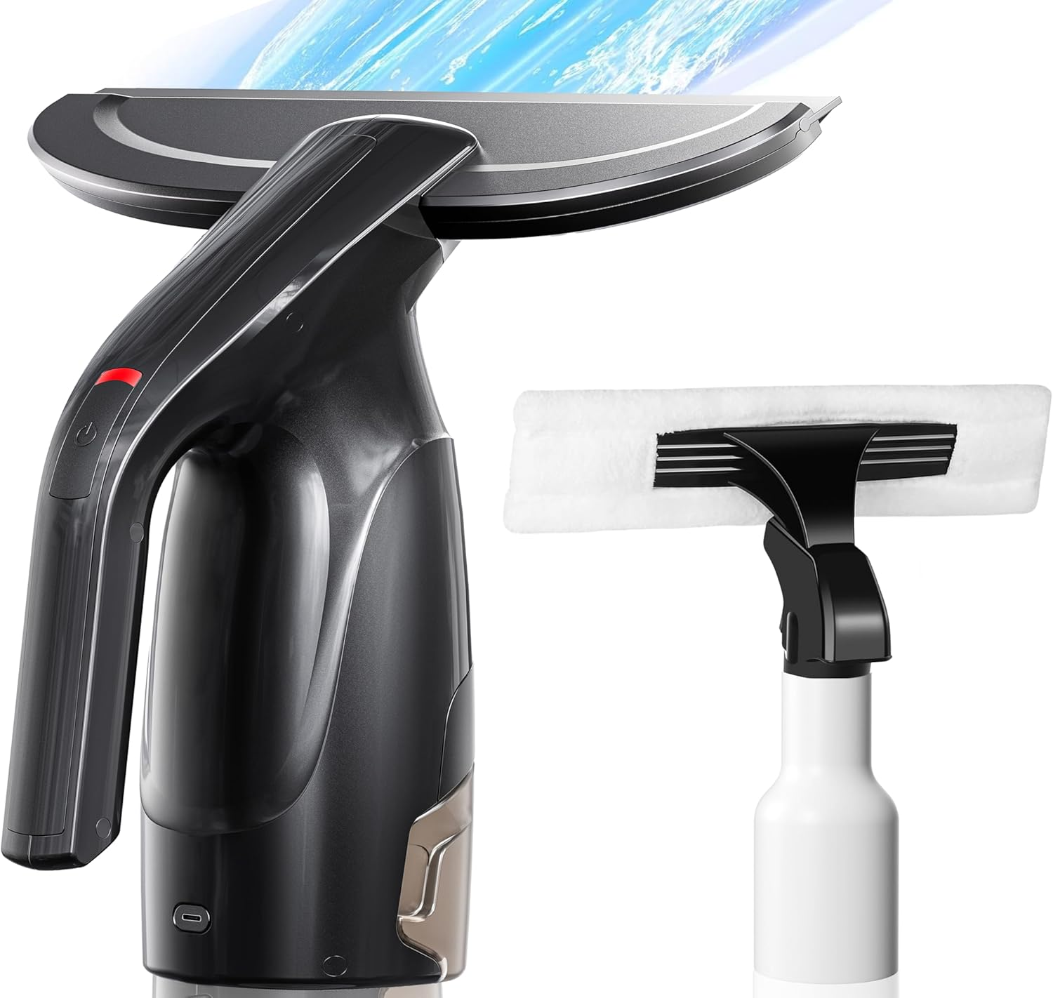 HEY BANK Cordless Window Cleaner Vacuum - Electric Glass Window Vac Squeegee Tool Set, Power Spray Cleaning Machine with Spray Applicator & Microfibre Cloth for Mirrors, Showers,Tiles & Countertops image number 4