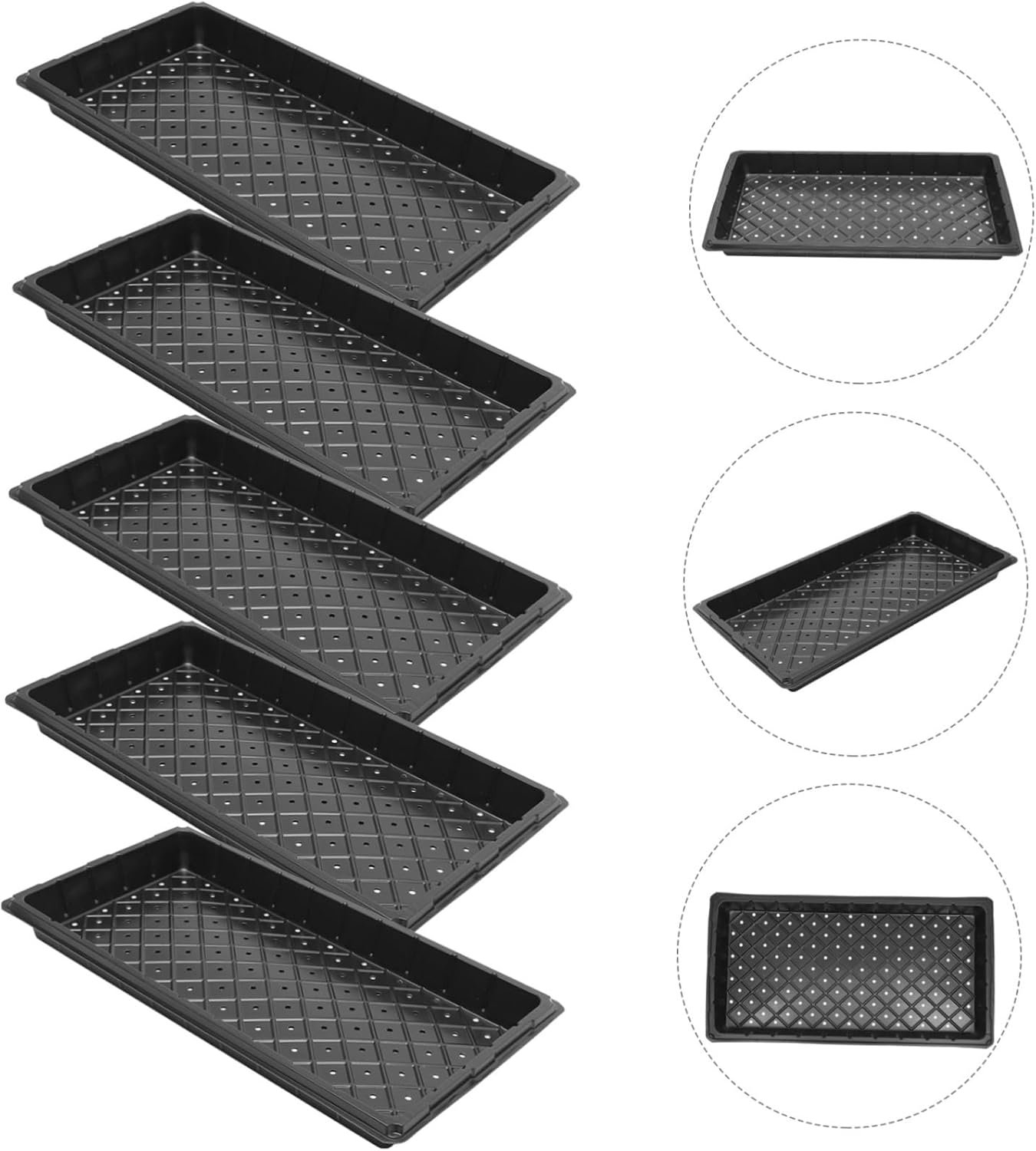 CIYODO Germination Tray Plant Growing Tray for Indoor Gardening Starting Accessory with Drainage Holes Reusable Nursery Supply for Flower Seedlings and Vegetable Propagation 5Pcs image number 2