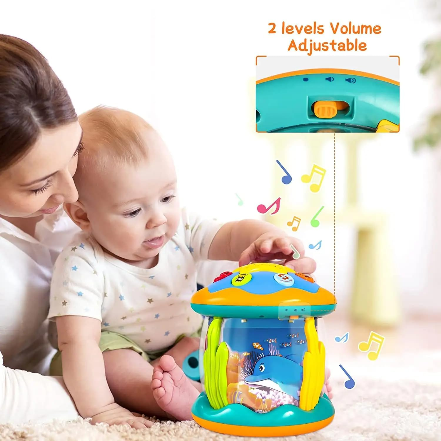 Baby Toys 12 to 36 Months Babies Ocean Rotating Projector Colors Lights Musical Toys 12-36 Months Crawling Learning Infant Toys for Toddlers 1 2 3 Years Old Baby Christmas and Birthday Gift image number 4