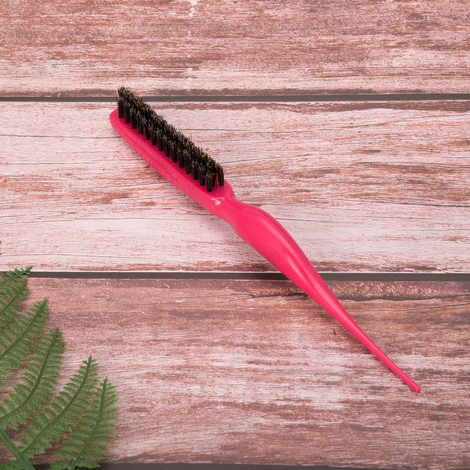 Euvoym 1 Piece Hot Pink Hair Teasing Brush Boar Bristle Hair Brush for Volume Hair Scalp Massage (Pink) image number 3