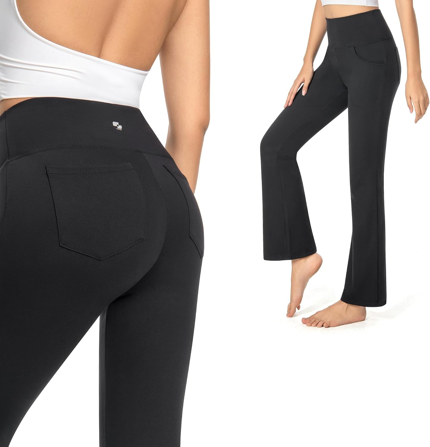 Gymcope Flare Leggings for Women, High Waist Bootcut Yoga Pants with 4 Pockets for Gym, Workout, Causal, Tummy Control and Non-See-Through Dress Pants image number 3