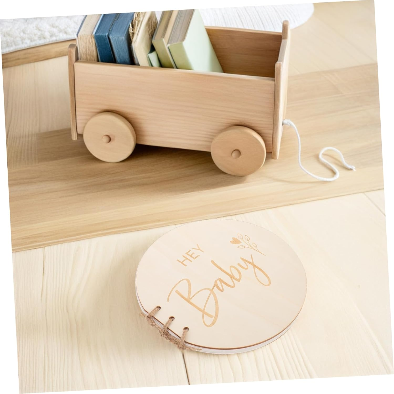 COHEALI Rustic Wooden Shower Guest Book with Natural Wood Finish Blank Keepsake for Boy Girl Portable Nursery Signature Book for Pregnancy Birthday Family Celebrations image number 2