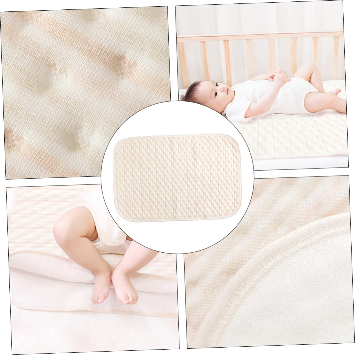 KOMBIUDA Changing Pad Newborn Diaper Liners Natural Cotton Reusable Change Pads TPU Interlayer for Safety Flexibility image number 5