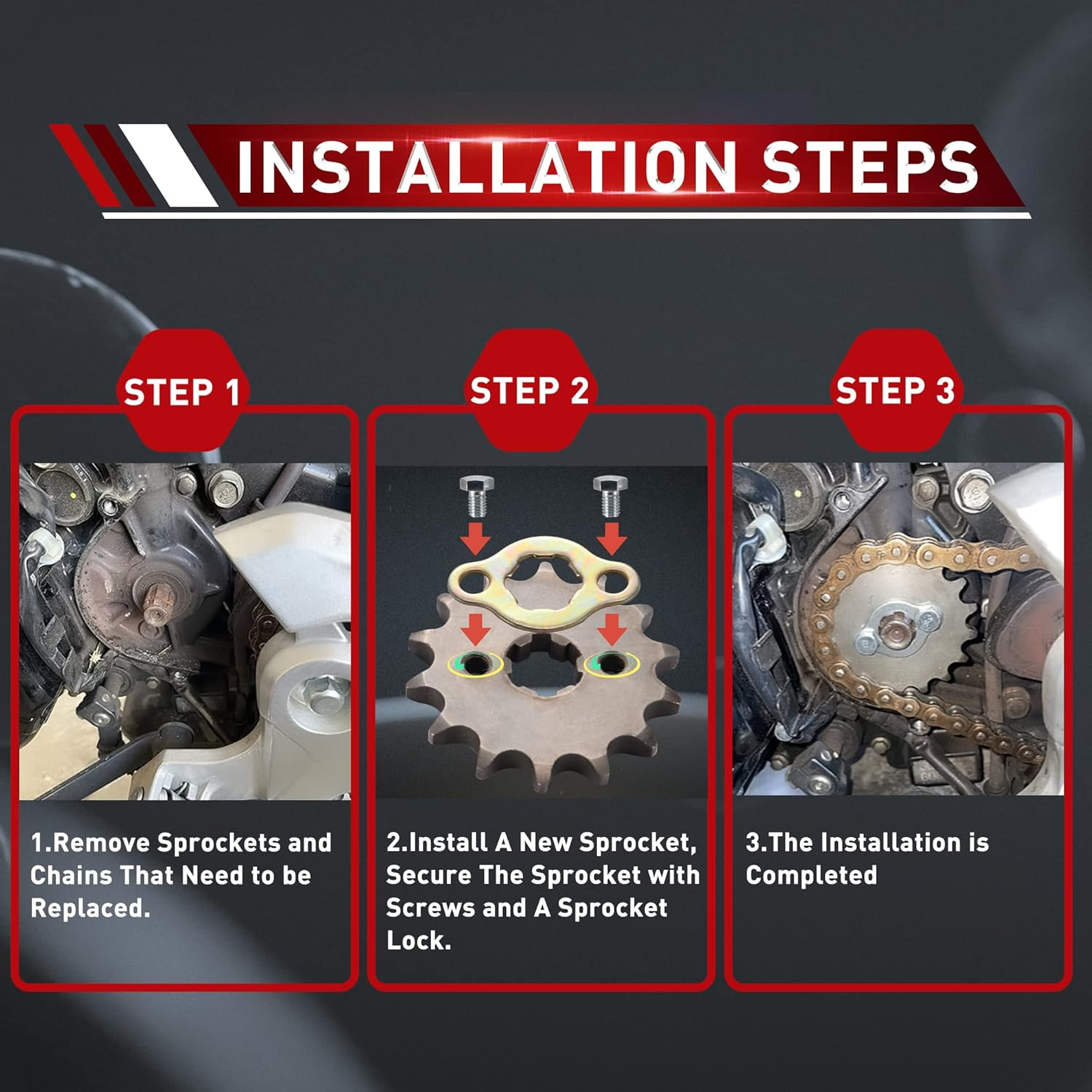 WOOSTAR Motorcycle 428-14T Front Sprocket 17Mm for 50Cc 70Cc 90Cc 110Cc 125Cc Dirt Pit Bike Mini Bike ATV 4 Wheeler Moped image number 3
