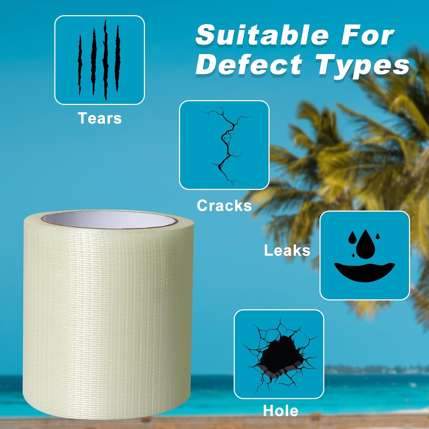 Fabric Repair Tape, Rv Awning Repair Kit, Clear Waterproof Tape for Sailboats, Trailer Awnings, Boat Covers, Rv Covers (3.94Inch-65.62Ft) image number 6