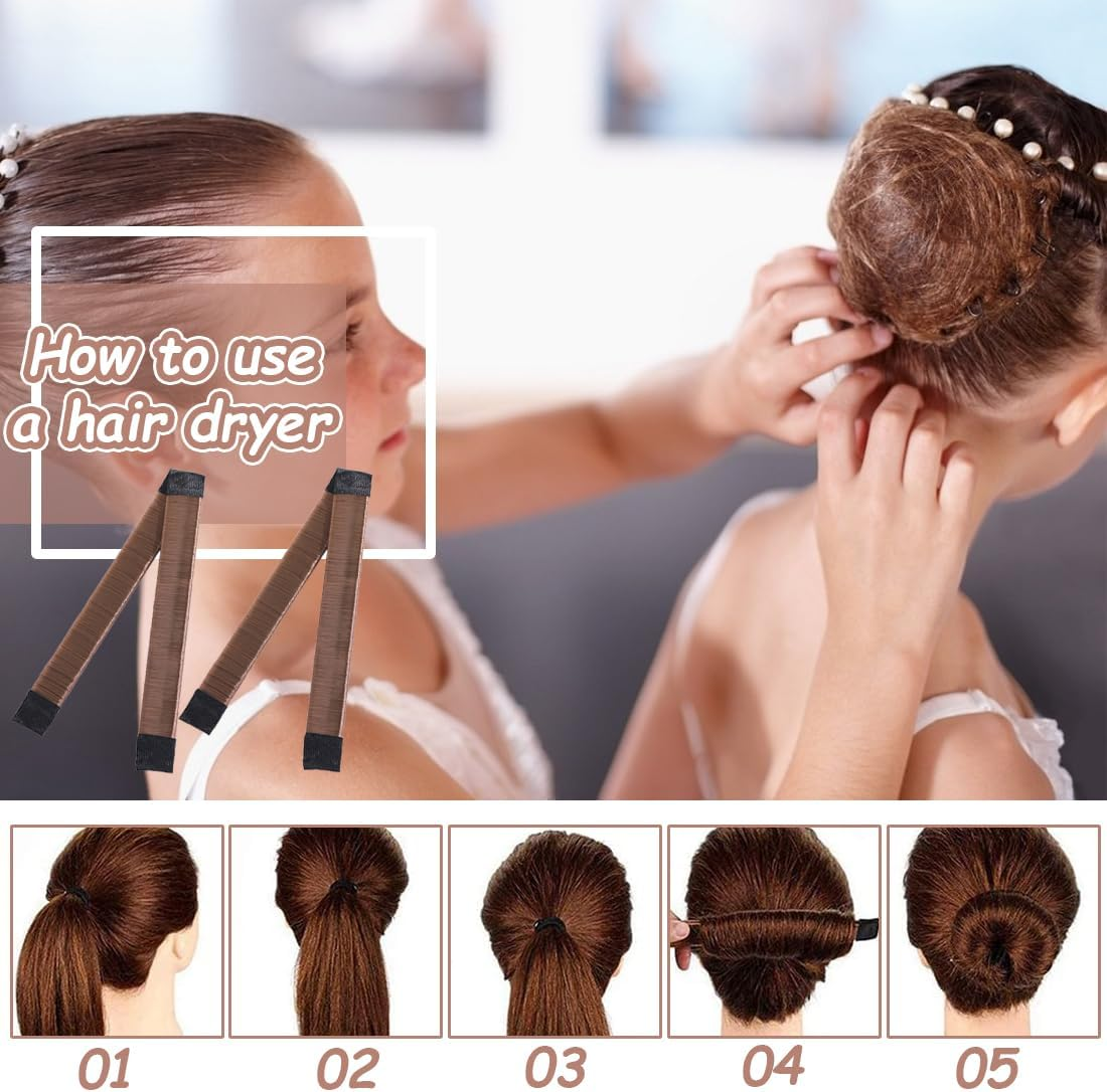 Pack of 3 Magic Hair Buns, Braiding Aid Hair Girls and Women, Doughnut Hair Bun Maker, French Twist Hair Bun Styling Braid Holder Tool, Dark Coffee image number 3