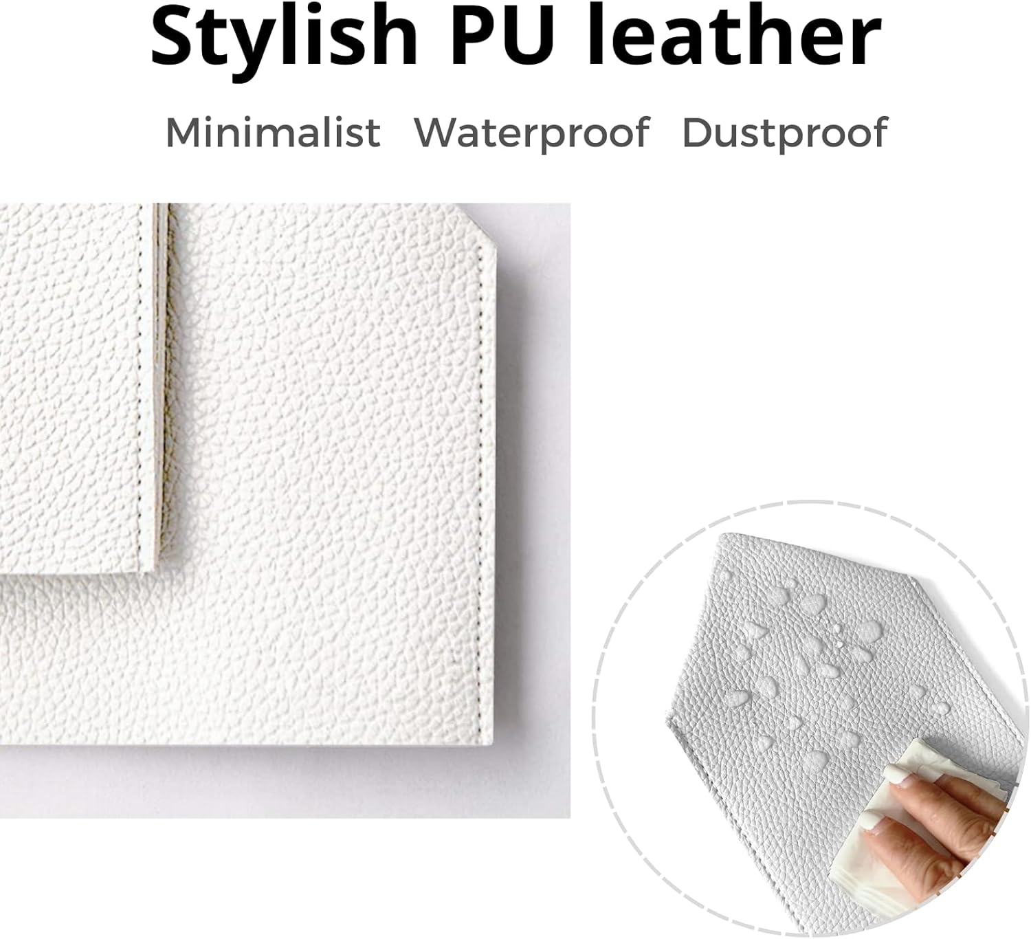 Tissue Holder White Tissue Box Cover, Square Decorative PU Leather Tissue Box Holder with Bottom Belt, JOMWEN Paper Organizer Dispenser for Home, Car, Hotel, Office 5"X5"X5" (Off-White) image number 1