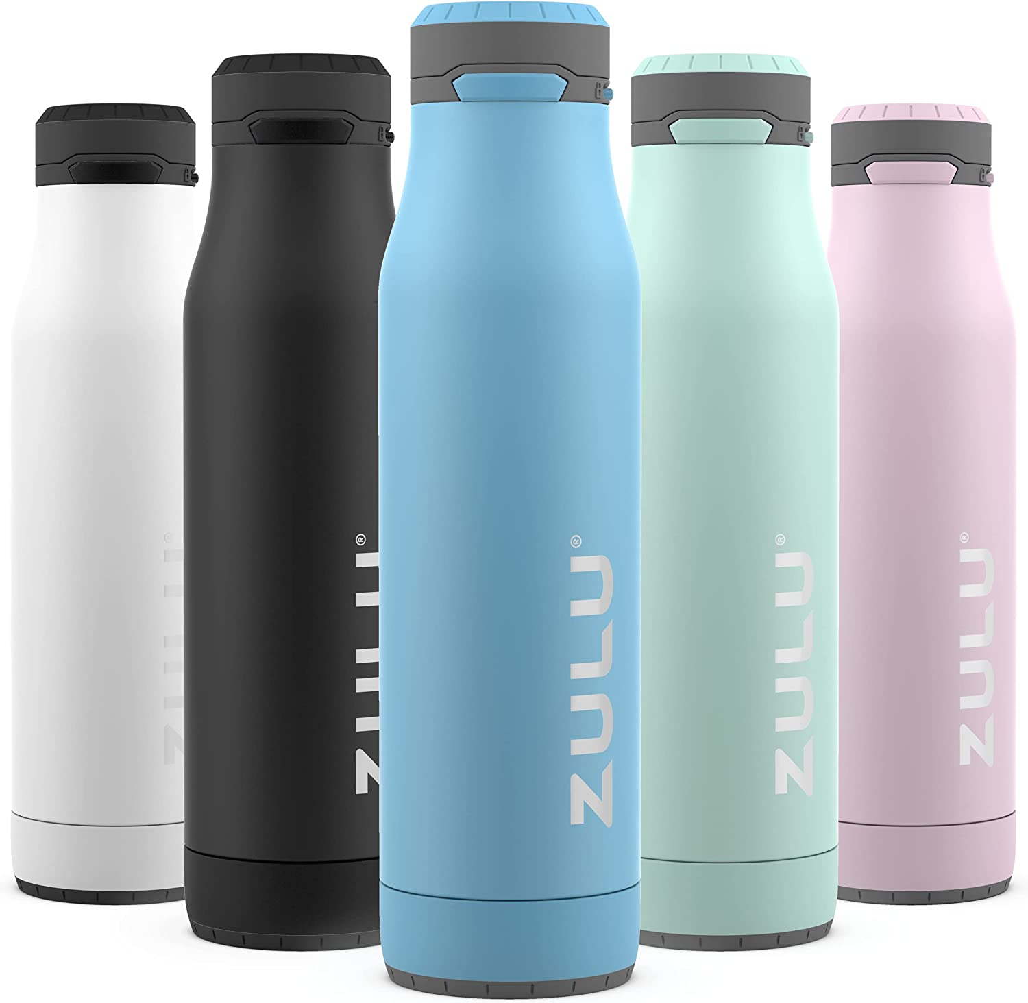 ZULU Ace Vacuum Insulated Stainless Steel Water Bottle with Leak-Proof Locking Lid and Removable Base, 24Oz Bottle