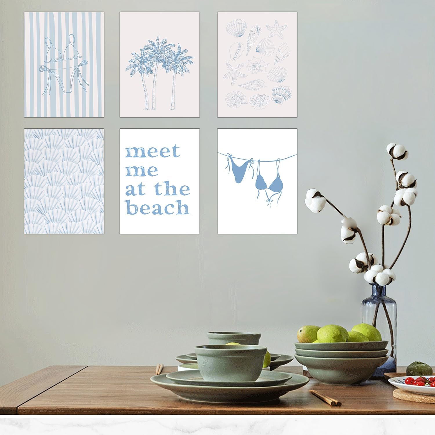 Blue Coastal Beach Wall Art Poster Summer Surf Gallery Canvas Wall, Coastal Cowgirl Aesthetic Room Decor Surf up Prints, Beachy Coastal Wall Art Life Poster Preppy Beach Print Artwork Painting (Poster image number 5