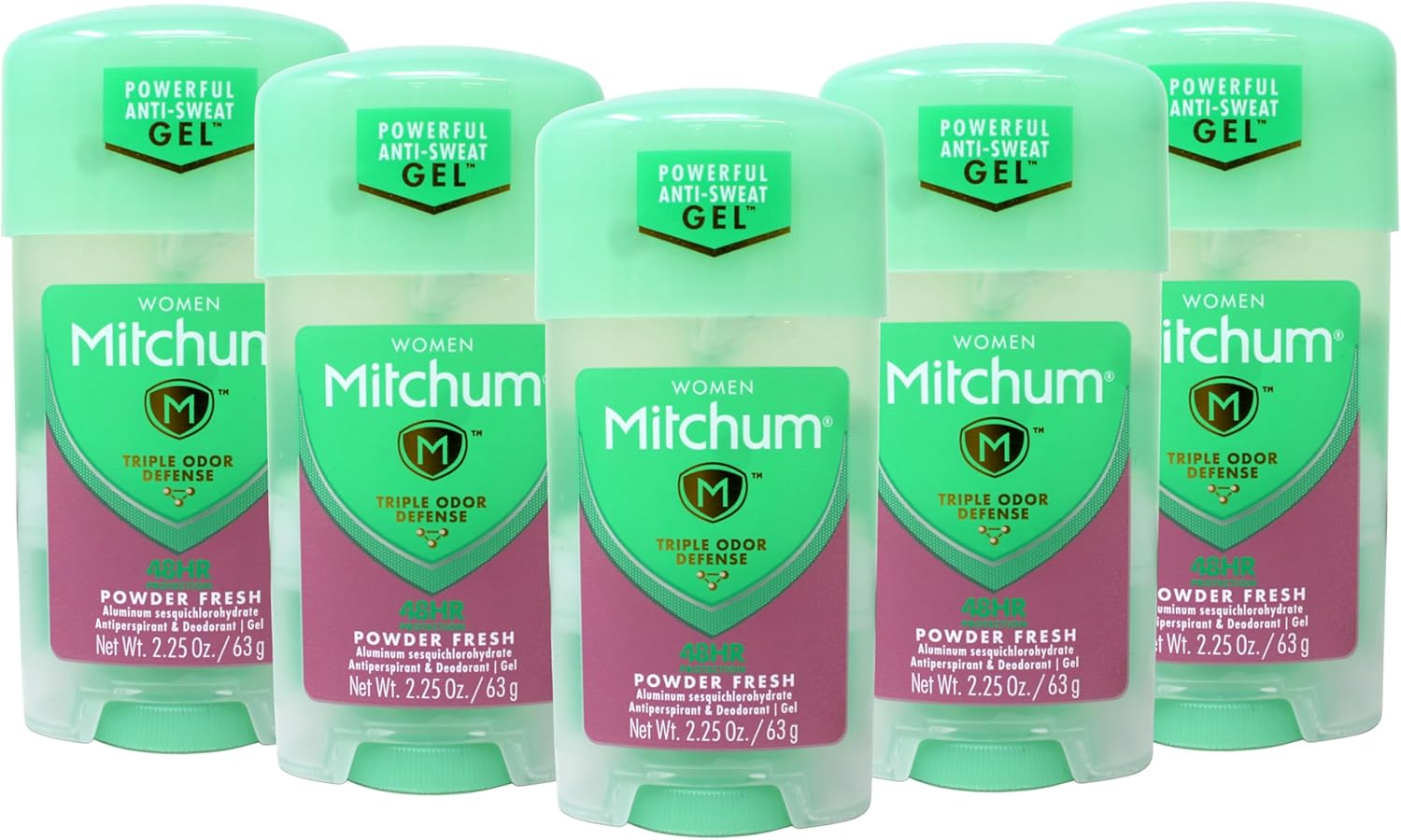 Mitchum for Women Power Gel Anti-Perspirant Deodorant Powder Fresh 2.25 Oz (Pack of 5)