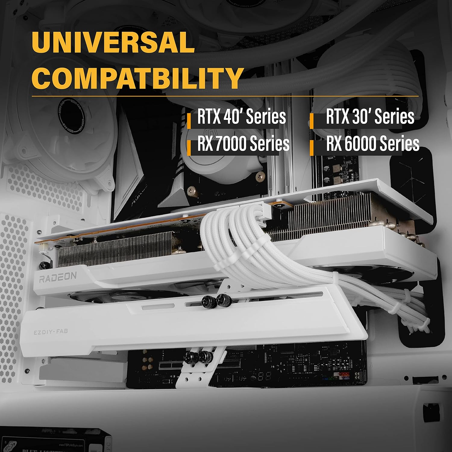 EZDIY-FAB GPU Holder Brace Graphics Card GPU Support Video Card Holder Bracket, Strenchable Structure, Video Card Sag Holder/Holster Bracket Support RX7990XTX, RTX4090, White-341-3