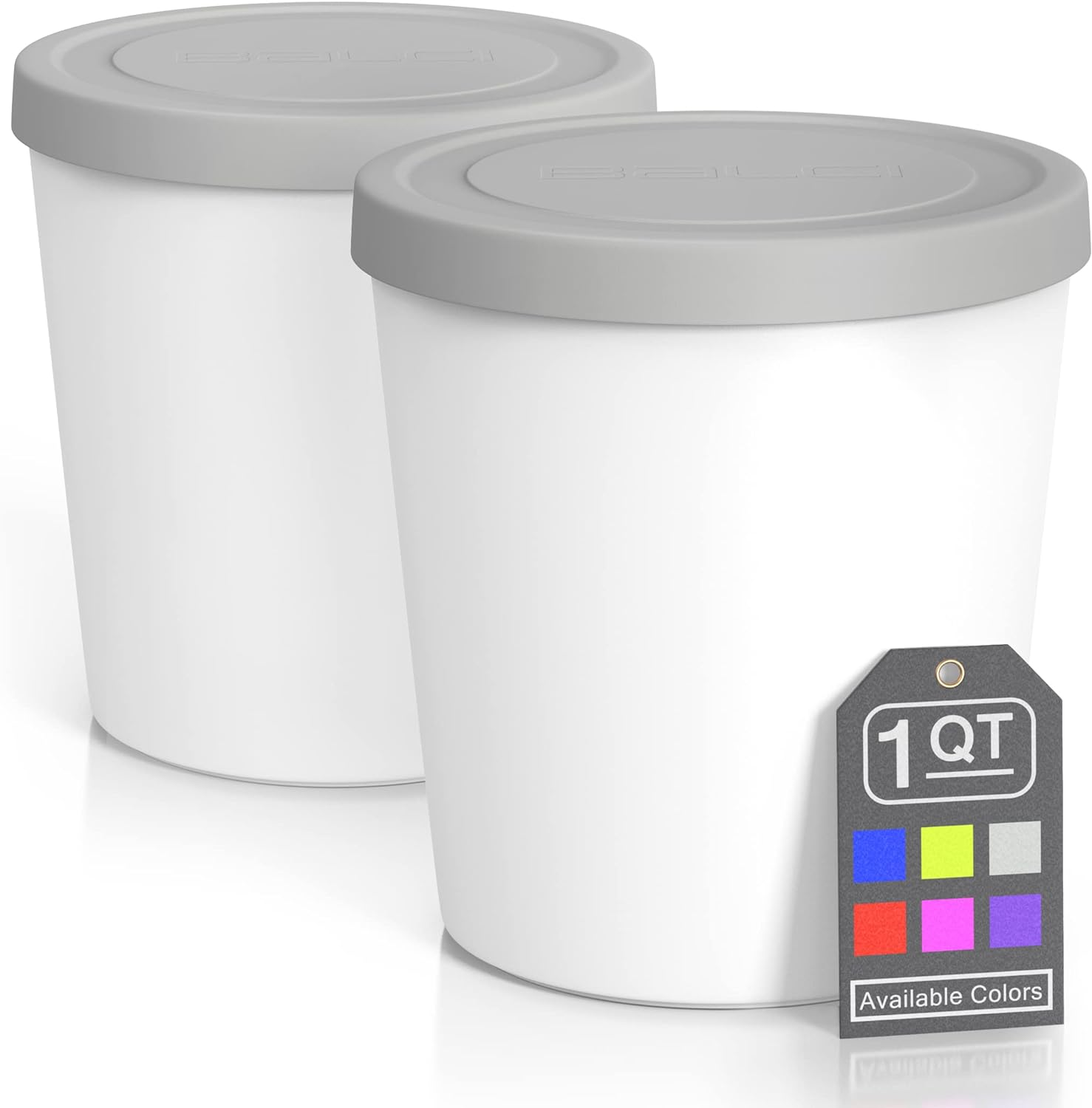 BALCI - Premium Ice Cream Containers (2 Pack - 1 Quart Each) Perfect Freezer Storage Tubs with Lids for Ice Cream, Sorbet and Gelato! - Mint