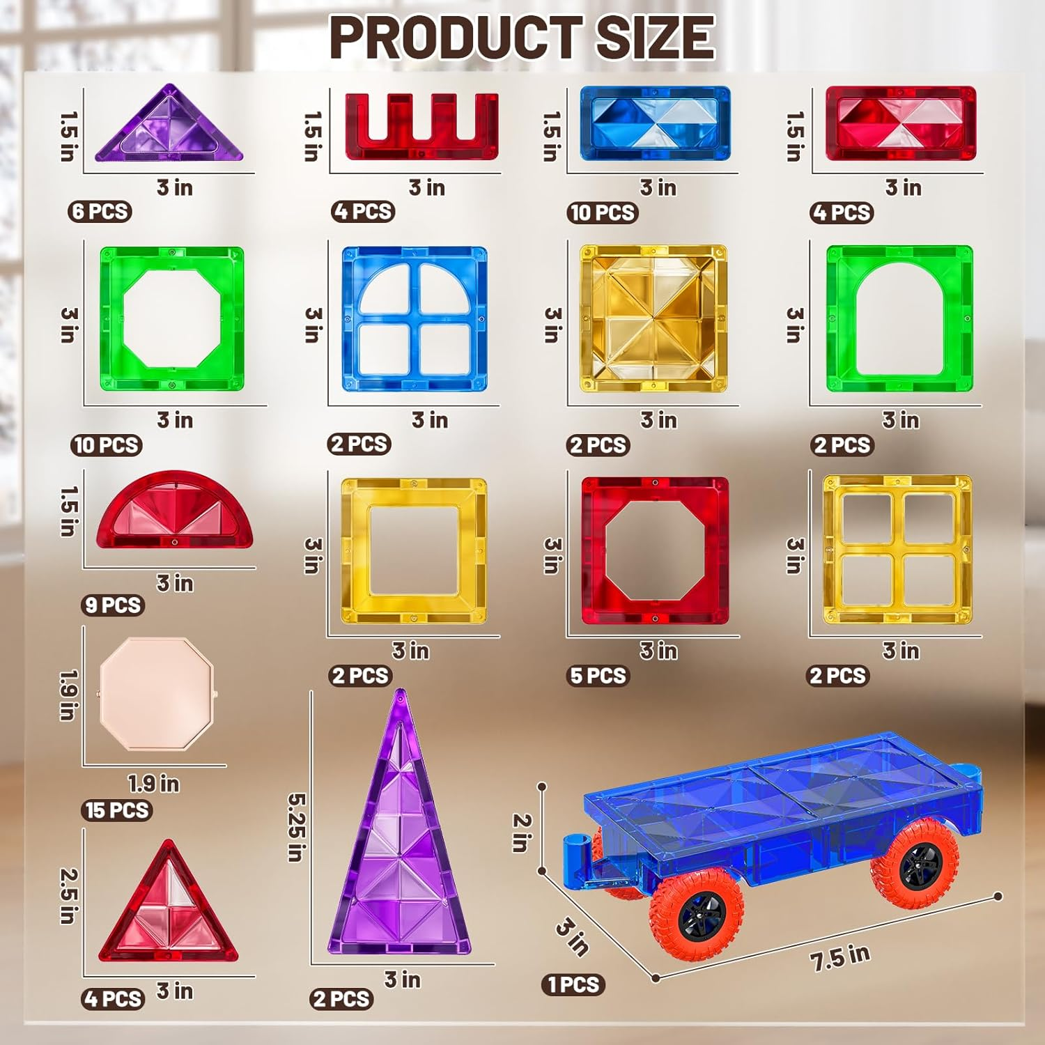 Magnatiles for Toddlers 1-3, Toddler Magnet Building Blocks Tiles Toys for Kids Ages 1-3 4-8, Preschool Learning Sensory Educational Gifts Toys for Boys and Girls 3+ Year Old image number 4