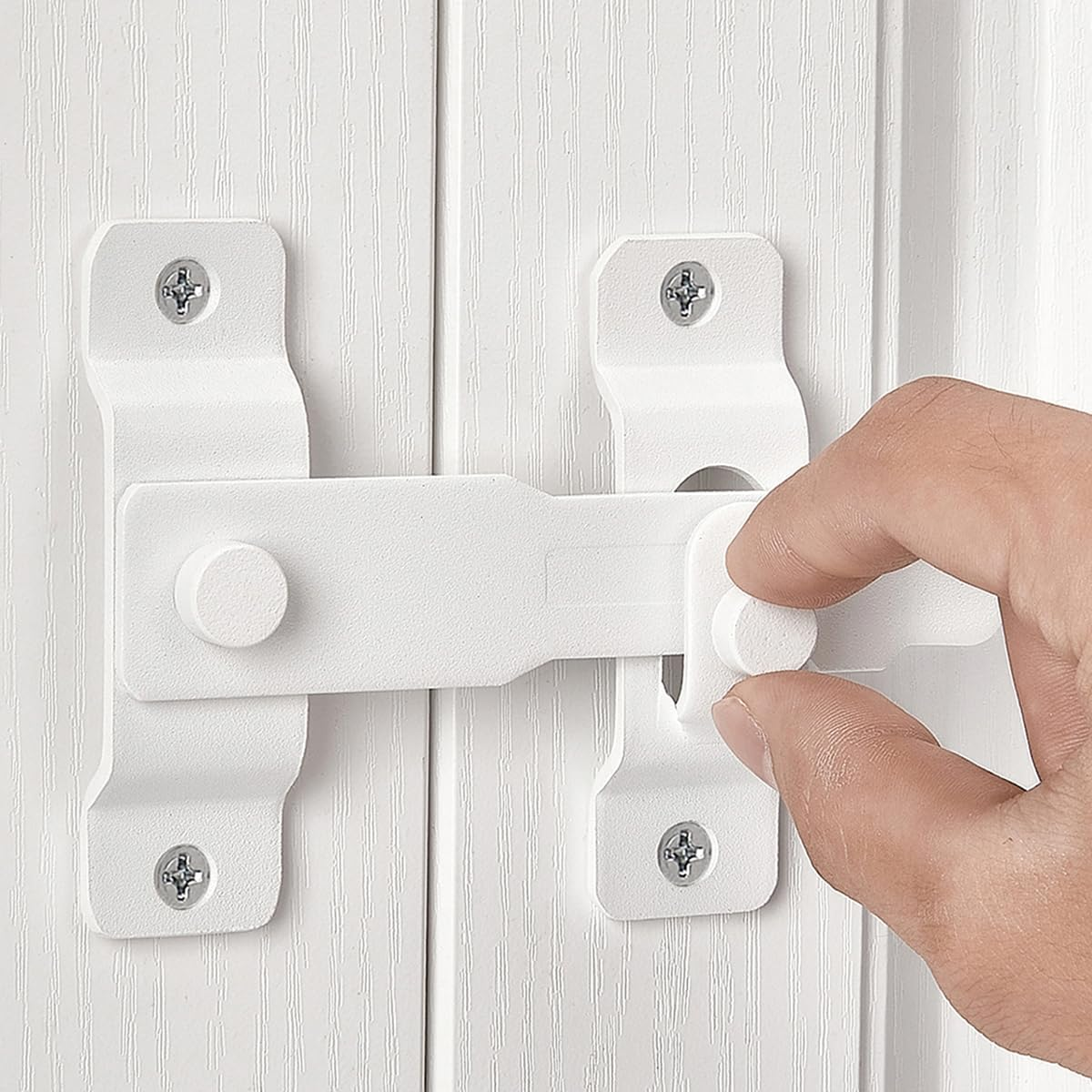 2 Packs Barn Door Latches，4.33&rdquo;X 3.23&rdquo; Matte White Stainless Steel Barn Gate Flip Door Latch Bi-Fold Door Lock,Sliding Door Antique Lock Gate Latches Wine Cabinet Closet Door Latches