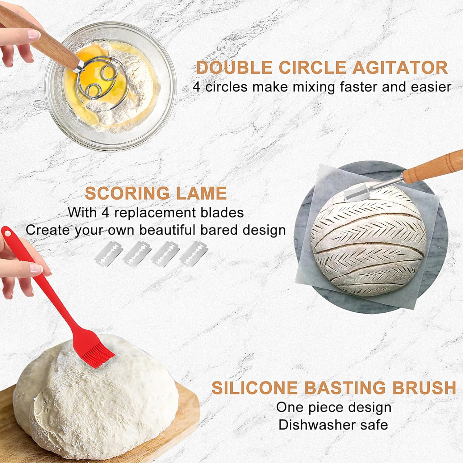 Toowood Sourdough Bread Proofing Basket 2 Pack, 22Cm round & 25Cm Oval Sourdough Banneton Basket, Bread Making Kit, Proofing Bowls for Sourdough Basket