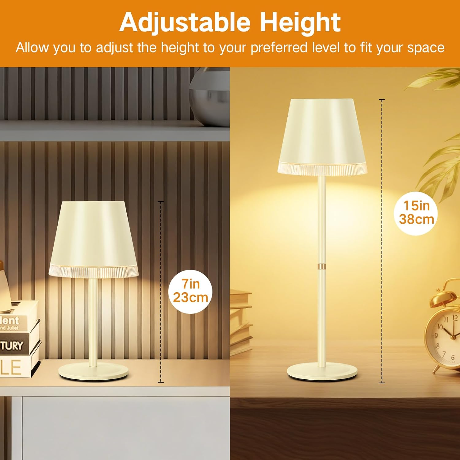 OUTON LED Table Lamp Wireless with Battery Indicator, 4000 Mah Battery Table Lamp USB-C Rechargeable, 3 Colour Temperatures & Continuously Dimmable, Touch Control, Memory, Portable Lamp for Indoor And - Green-2Pcs image number 7