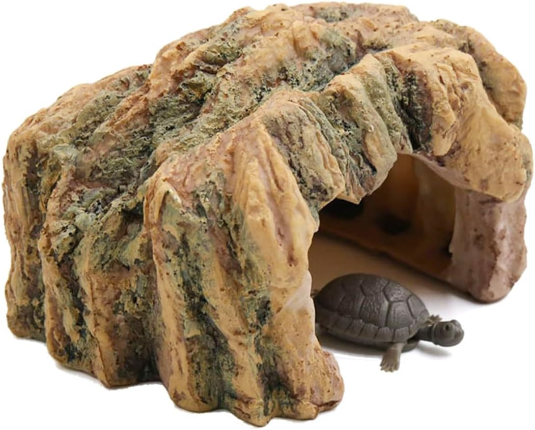 NUZAMAS Turtles Fish Hide Cave Fish Hiding Cave Aquarium Decoration Terrarium Stone Hideaway Natural Habitat Ornament for Turtle Gecko Spiders Frogs Lizards image number 2
