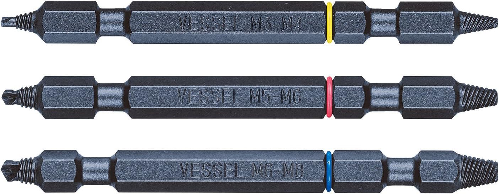 VESSEL NEJ-123 Screw Removal Bit 3-Piece Set, Tanned Screws, for Crushed Screws M3 - M8 image number 6