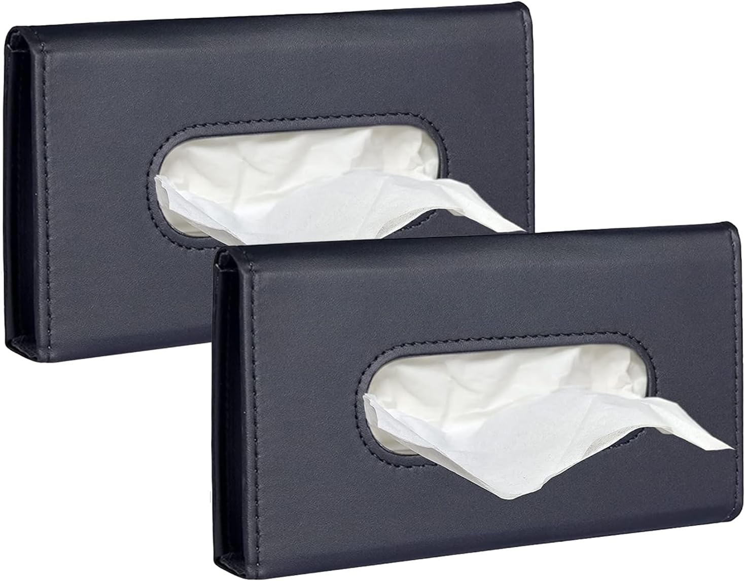 2-Pack Leather Car Tissue Holder, Sun Visor Kleenex Holder Lotion Facial Tissues, Car Napkin Holder for Automotive, SUV, Truck image number 5