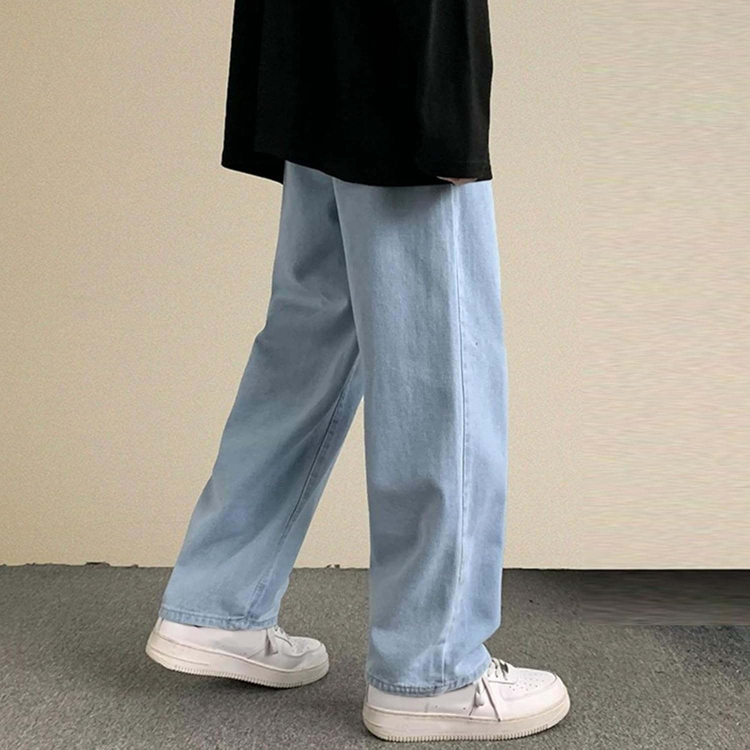 Men'S Loose Wide Leg Jeans Baggy Y2K Streetwear Denim Pants Stylish Casual Hip Hop Solid Jean, Blue 2, M