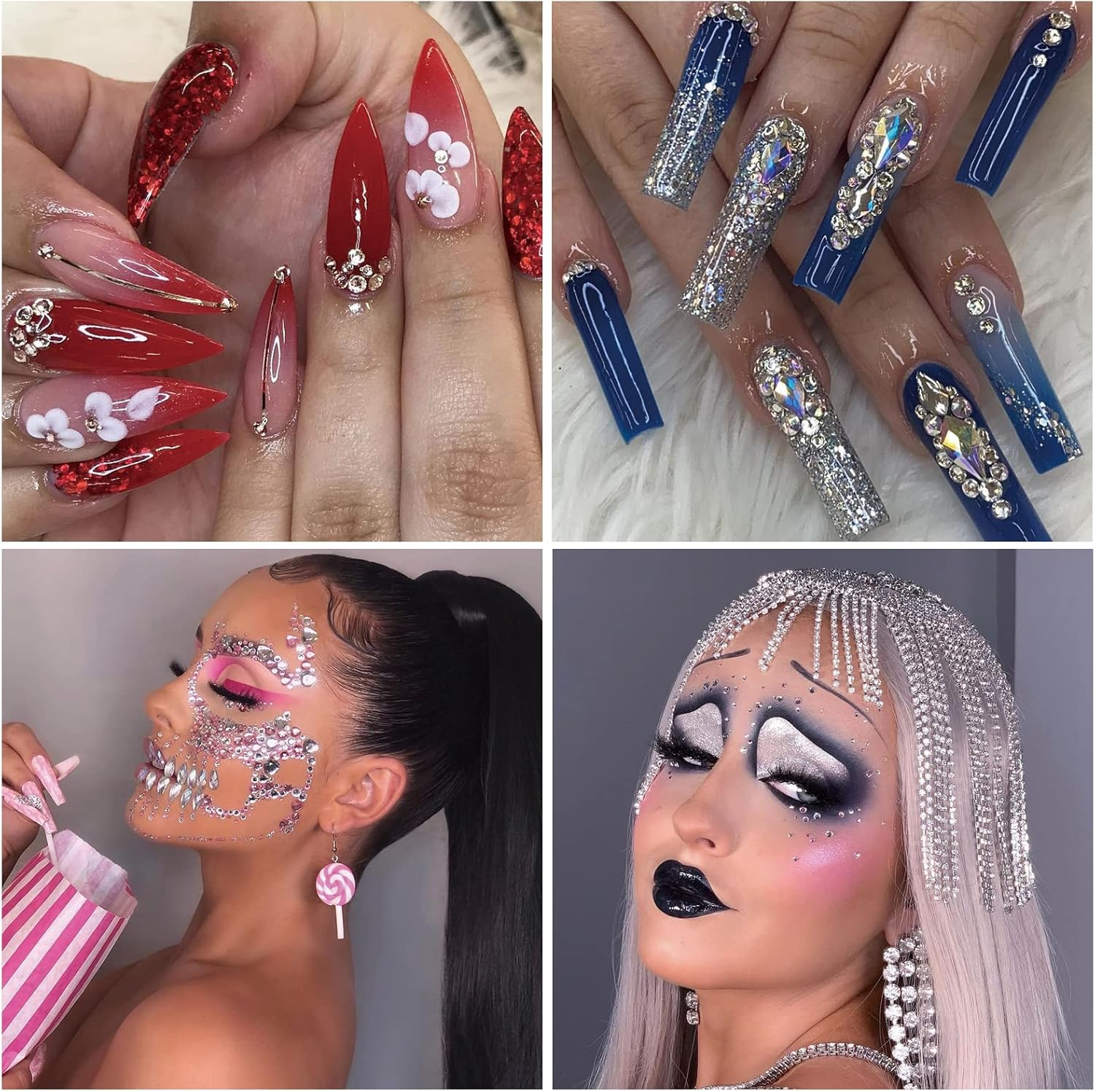 Rhinestones,3150Pcs Clear Nail Gems Silver Face Jewels Tooth Eye Gems-Tiny Glass Nail Diamonds Stone Flatback-Small White Crystals Rhinestone for Acrylic Nails-Craft Gems with Wax Pen HINABTRU image number 5