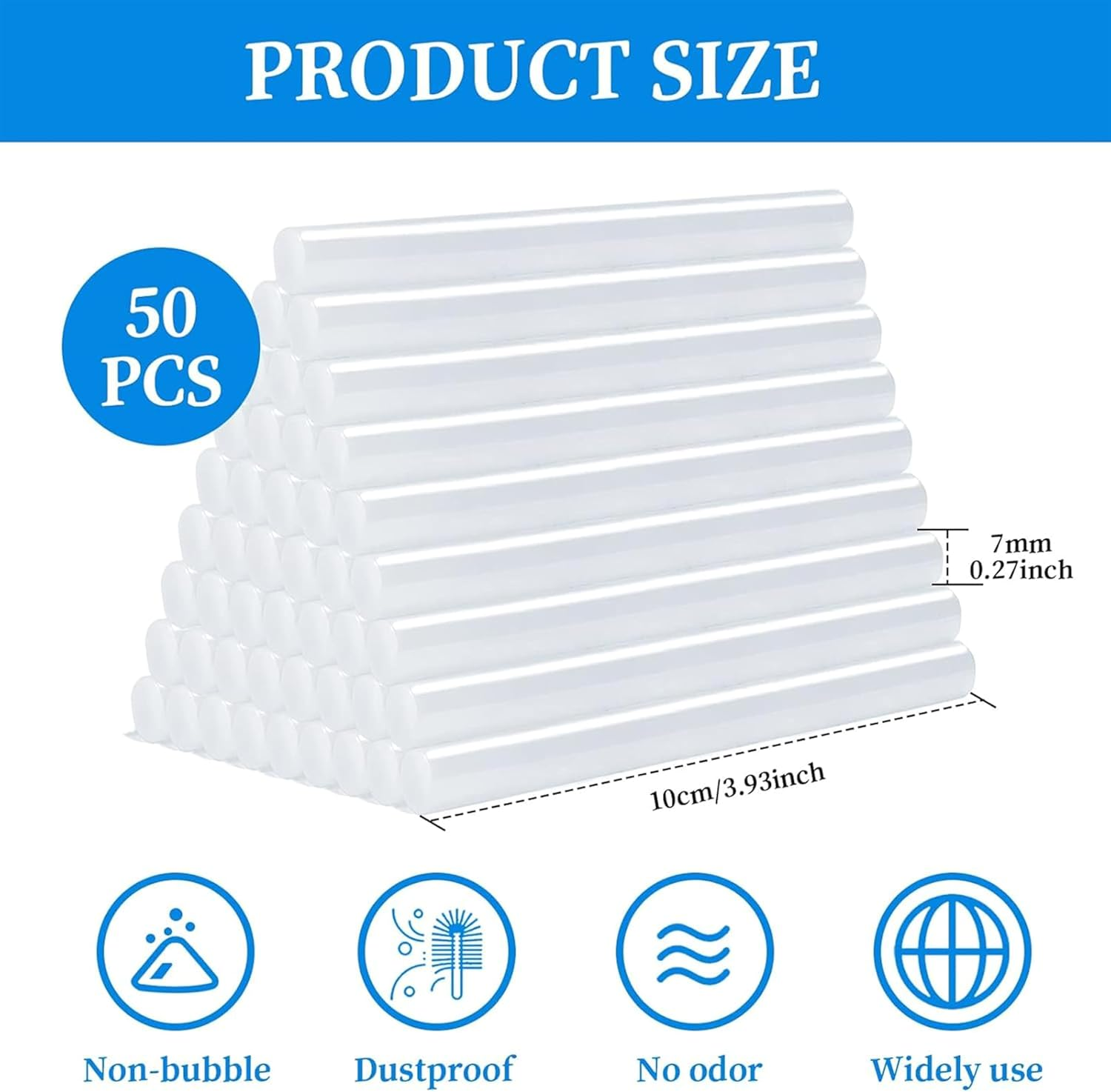 50 Pcs Hot Glue Sticks,Dent Repair Tool Glue Gun Sticks,High Temperature Resistant White Transparent Glue Stick for Art,Craft,Diy and Most Gluing Projects,Compatible with Most Hot Glue Guns image number 1