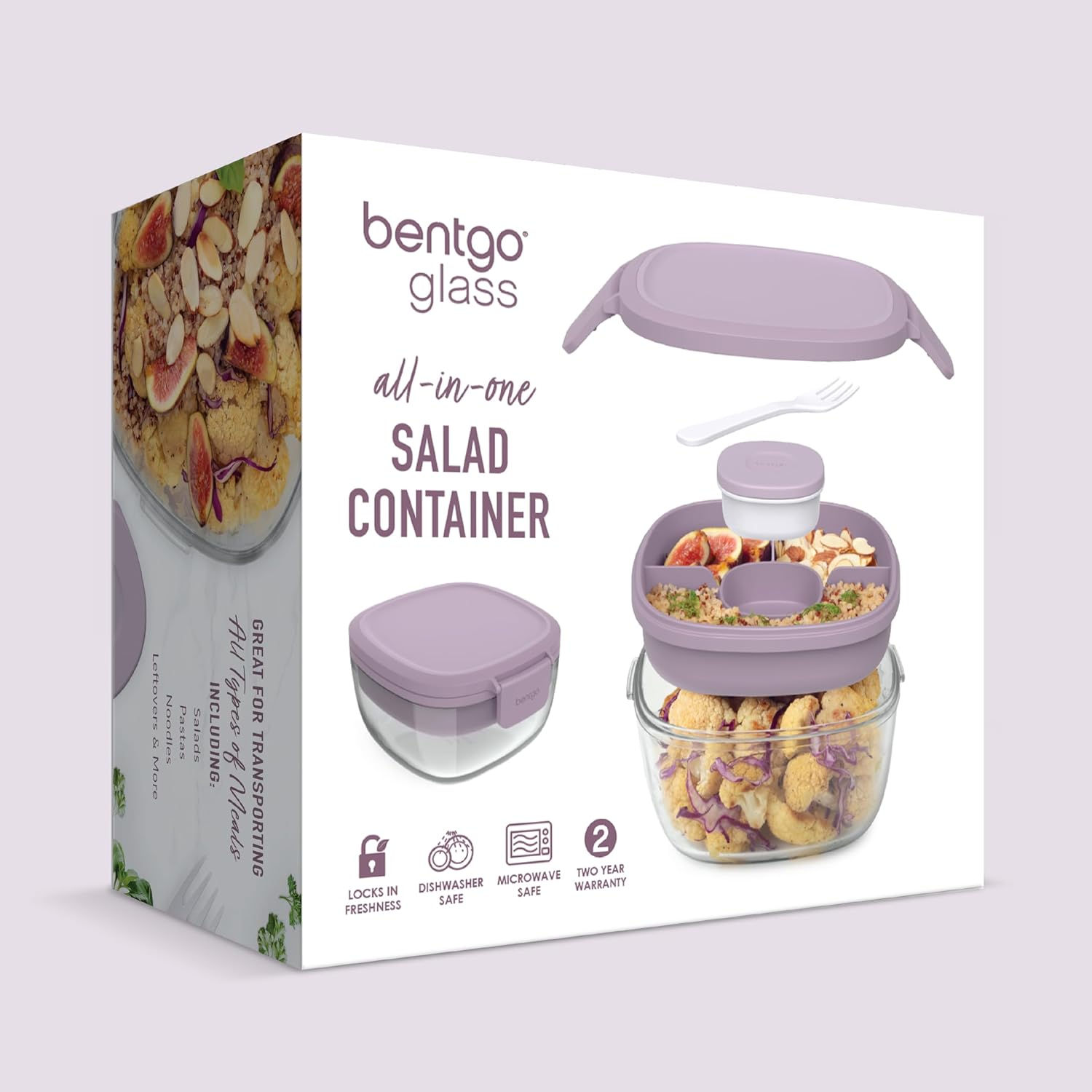 Bentgo All-In-One Glass Salad Container - Lavender image number 4