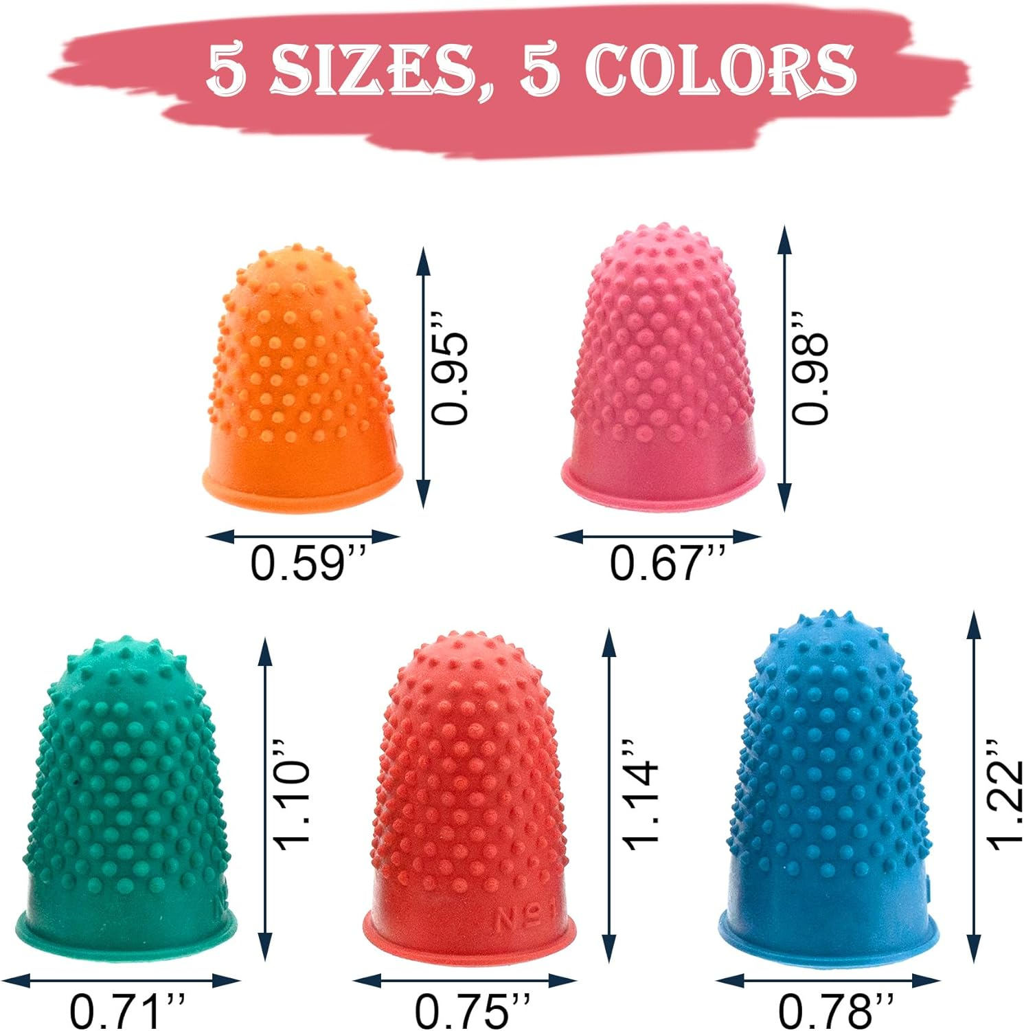 Medsuo 5 PCS Rubber Thimbles for Finger Tips Protection, Small Finger Paper Grip Finger Cover Protector Pad Thimble for Paperwork Money Counting Cutting Knitting Sewing Crafts image number 1