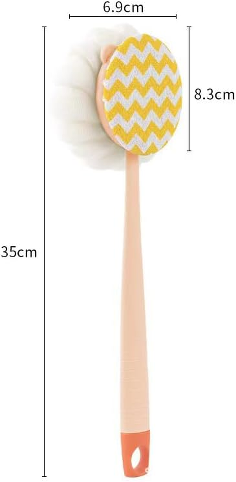 Long Handle Back Scrub Shower Net Sponge Double-Sided Shower Brush for Back Scrubbing, Soft Hair Long Handle Shower Brush for Skin Exfoliation Bath, Suitable for Wet or Dry Massage of Mane, Men and Women (Bath Cloth Pink) image number 3