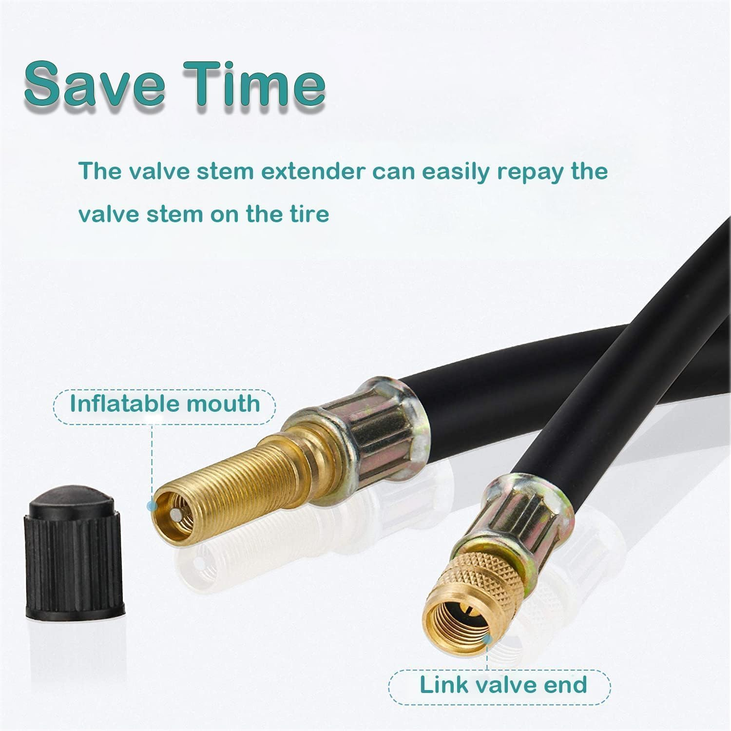 KEWAYO Valve Stem Extension, 2PCS 210Mm Dually Valve Stem Extenders 2PCS 90 Degree Brass Valve Stem Extension Adaptor for Car Truck Motorhome Trailer RV image number 1