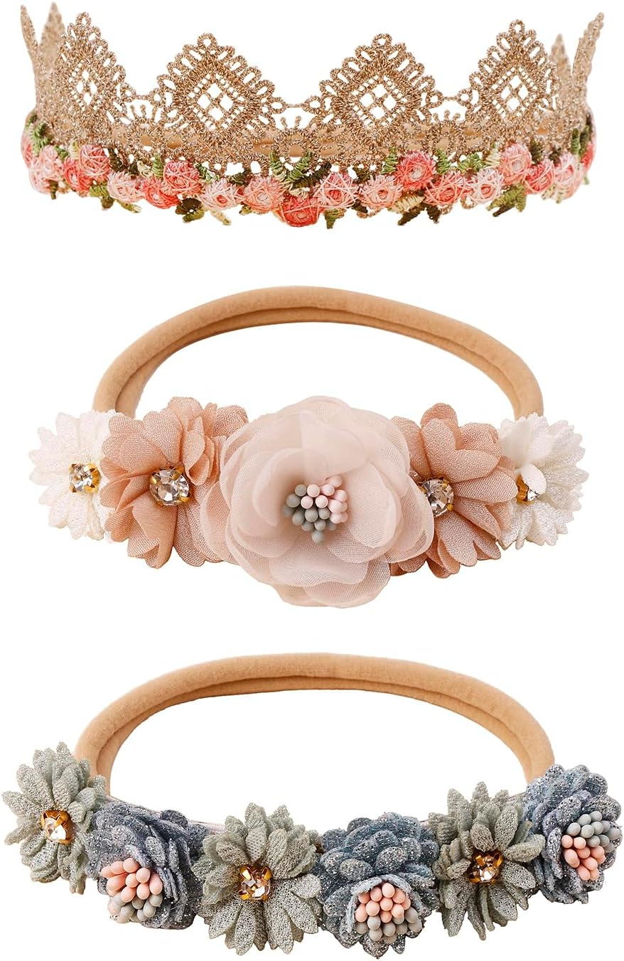 Baby Toddler Flower Headbands Bows, 10 Pack Super Stretchy Newborn Infant Girls Hair Bands by Mligril