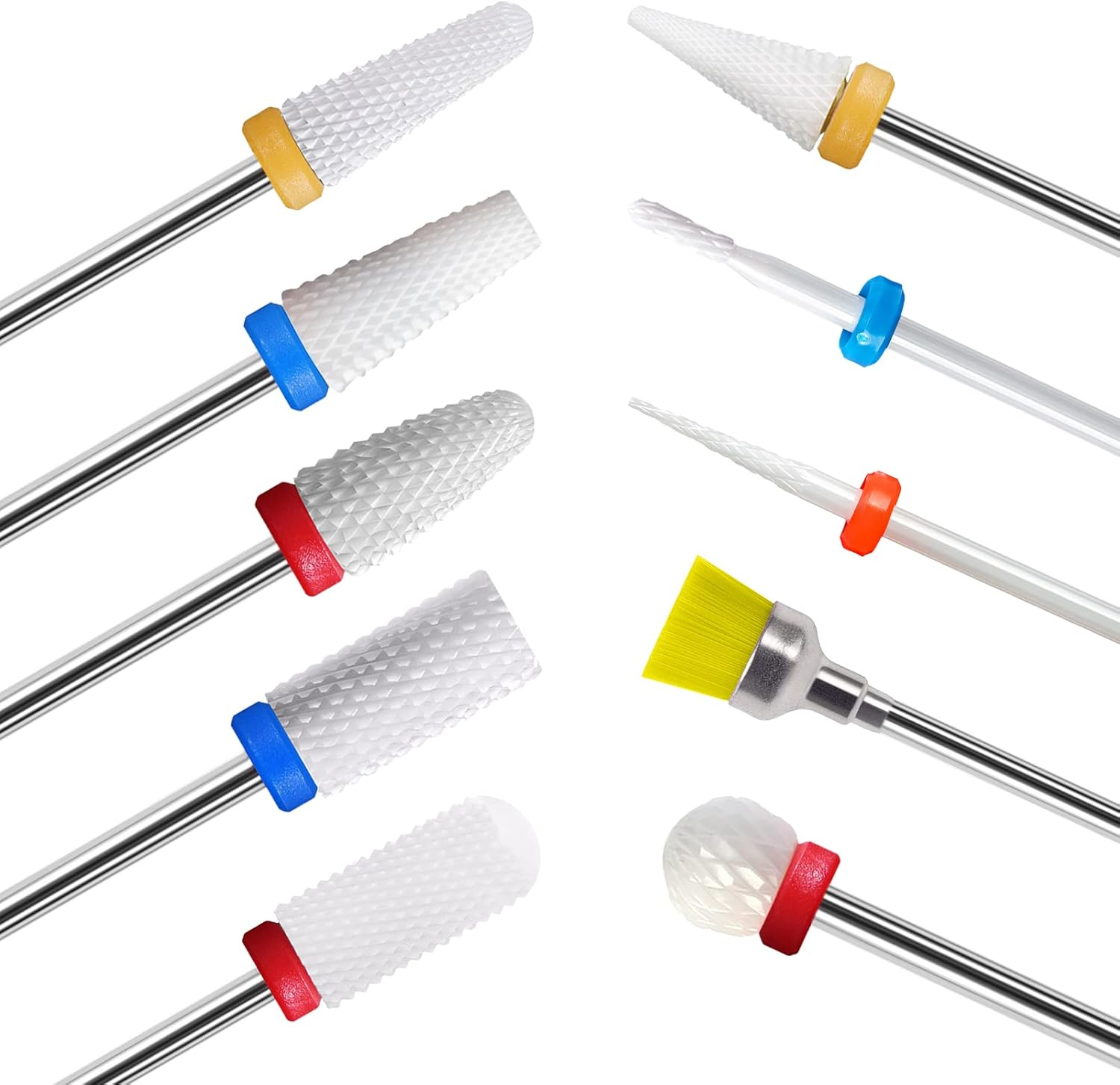 Homeet Pack of 20 Ceramic Nail Cutter Attachments Bits Diamond Professional Nail Cutter Attachments Remove Gel Acrylic Cuticle Tungsten Carbide Nail Drill for Manicure Pedicure