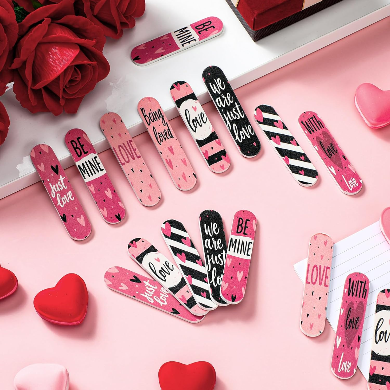 Lanties 50 Pcs Valentine'S Day Mini Nail File Exchange Gifts Bulk for Women Double Sided Love Nail Files Mini Thank You Red Emery Boards Manicure Tools for Valentine'S Day Favors Gifts Supplies image number 6