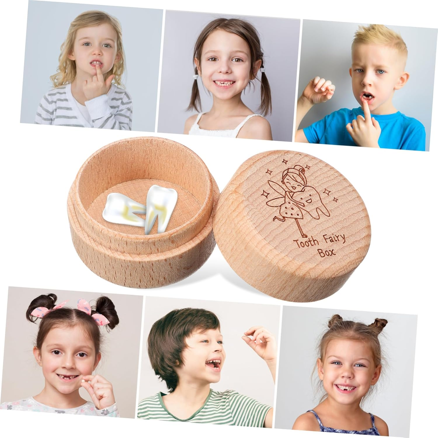 Wooden Tooth Keepsake Box for Cute Tooth Fairy Box with Smooth Edges and Tight Seal for Boys Natural Grain Storage for Teeth image number 6