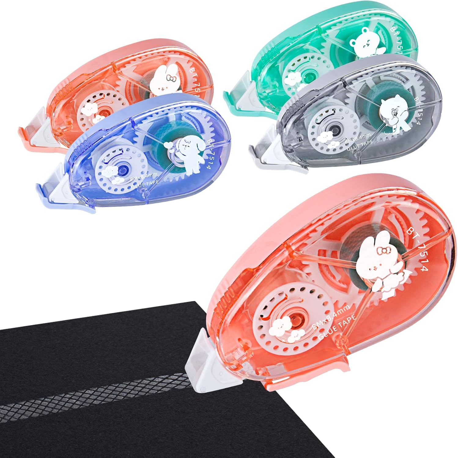 JR.WHITE 4 Pack Double-Sided Adhesive Tape Roller, Glue Tape Roller for Scrapbooking, Crafts Scrapbook Supplies, Home School Office Supplies (0.315 Inch X 26.25 Feet) image number 5