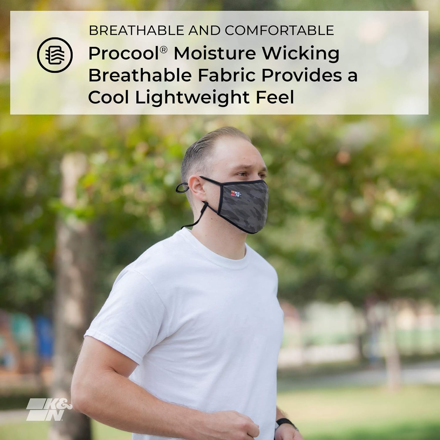 K&N 88-0500C Polyester Single Layer Reusable Face Mask, Camo (Set of 2) image number 2