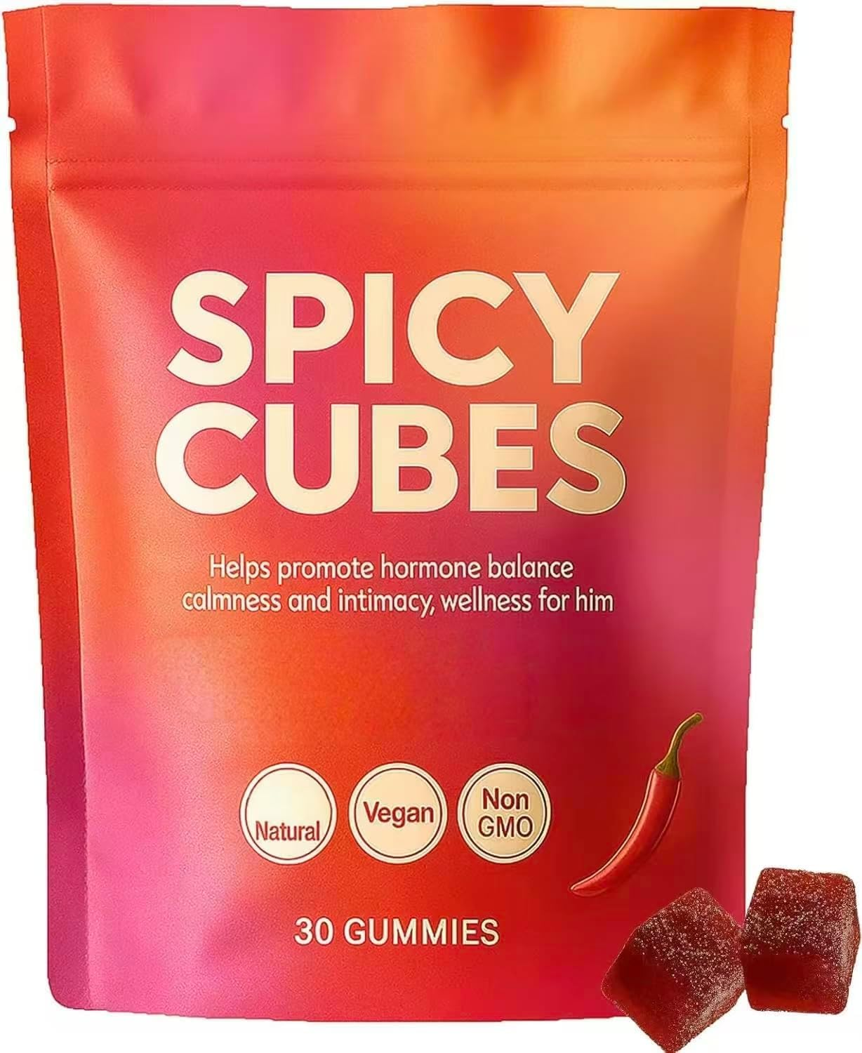 Spicy Blocks, Intimacy Gummies, Spicy Cubes Hot Peach Gummies,Calmness and Intimacy Wellness &ndash; 30 Gummies ,1 Pcs image number 2