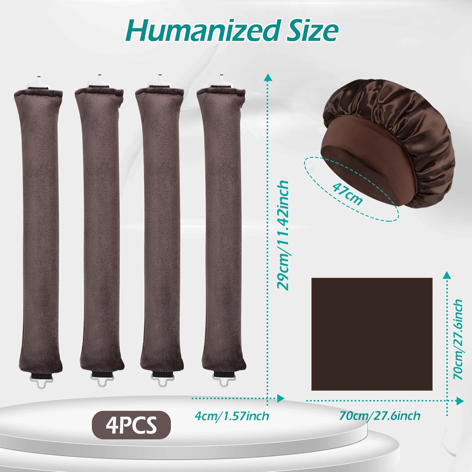 6PCS Heatless Hair Curlers, Geeric Satin Heatless Curling Hair Scarf+Shower Cap Set, High Resilience Sponge Soft Easy DIY Hairstyles Comfortable Hair Rollers for Overnight Curls Short/Longhair image number 1