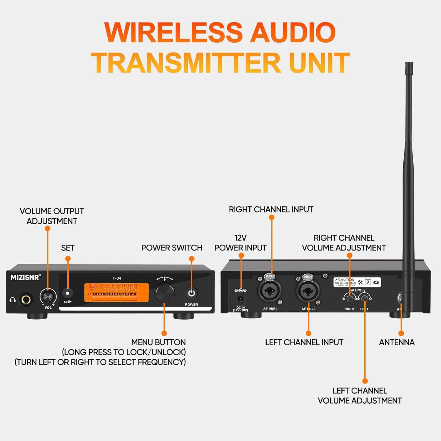 Wireless in Ear Monitor System, Pro UHF Mono IEM System with Metal Transmitter, 4 Bodypack Receivers W/Monitor Earphones, 100 Frequencies, Rack Mount, 262Ft Operation for Bands Stage Studio image number 5