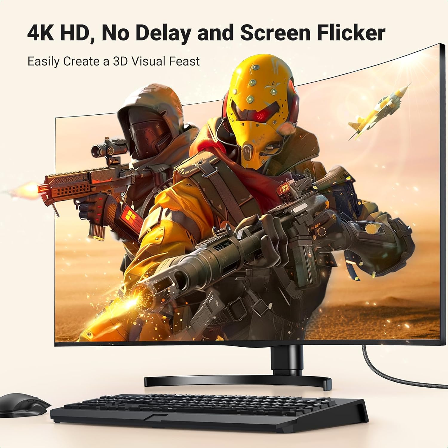 UGREEN 4K Displayport to HDMI Uni-Directional Cable 2M Braided Aluminium Male to Male for Gaming on Multi-Screen Compatible with Monitor, Projector, HDTV, Laptop, HP, Dell image number 6