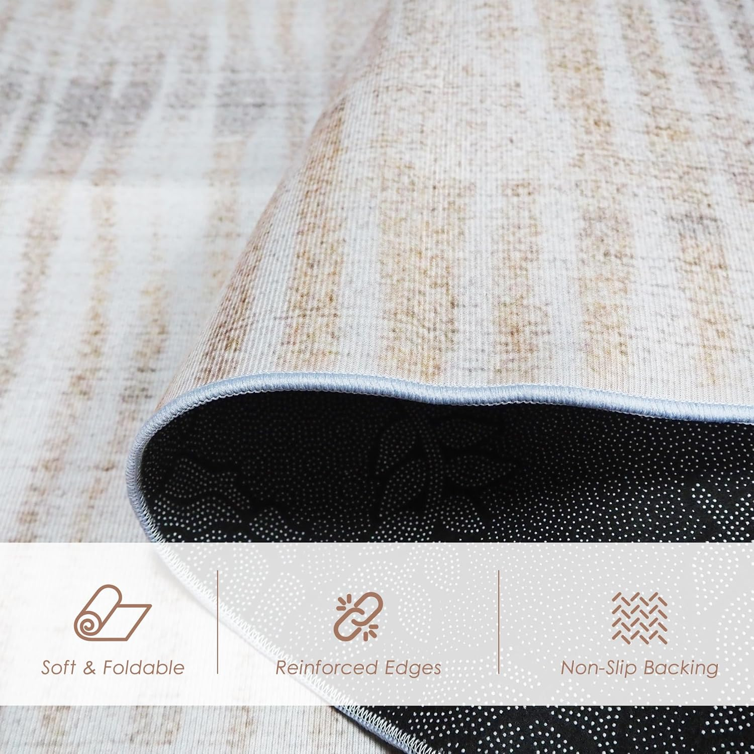 Rugs for Living Room, Bedroom Area Rugs, Geometric Stripe Carpet, Vintage Abstract Rug with Non Slip Backing, Indoor Floor Carpet for Dining Room Kitchen Home Office Decor (Color B, 160X230Cm) - Color C image number 3